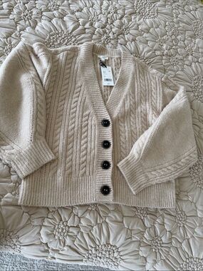 Cozy Cream Cable-Knit Button-Front Cardigan